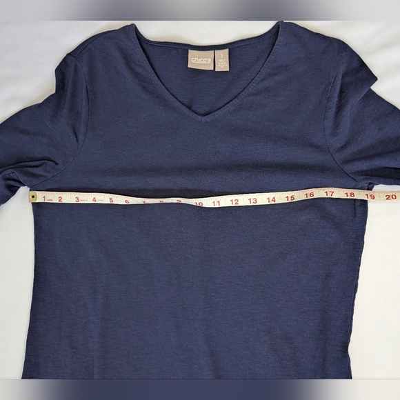 Chico's Long Navy Tunic with White Embroidery Cotton, Women's Size 1 (Medium) - Picture 7 of 12